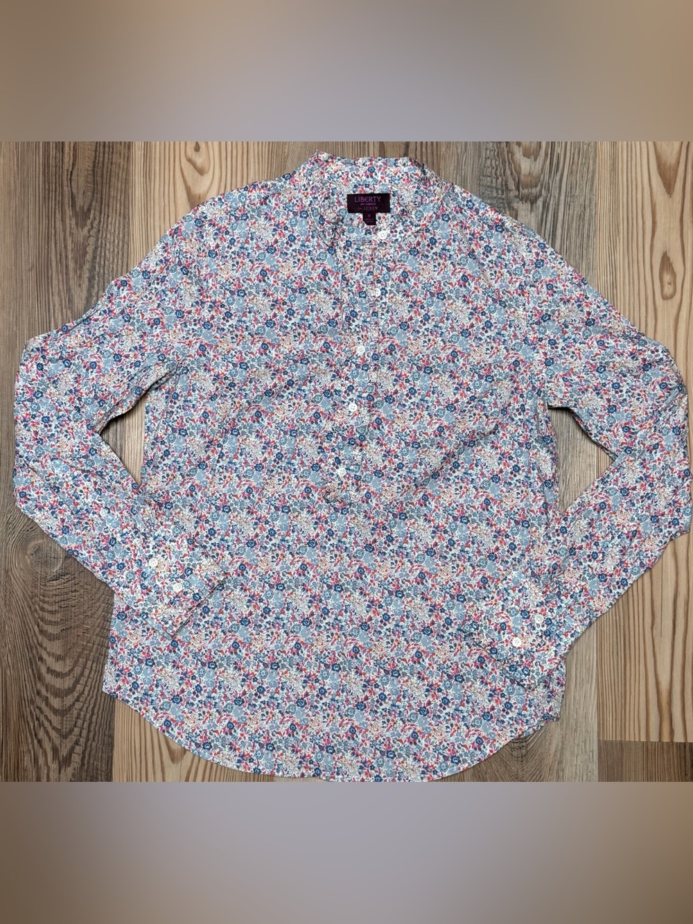 J.Crew Liberty Fabric Floral Ruffle Classic Popover Blouse Top Size 8